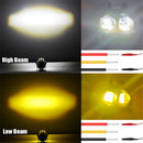 Motorcycle LED Spotlight Headlight Dual Color Hi/Low Beam Driving Light Newly