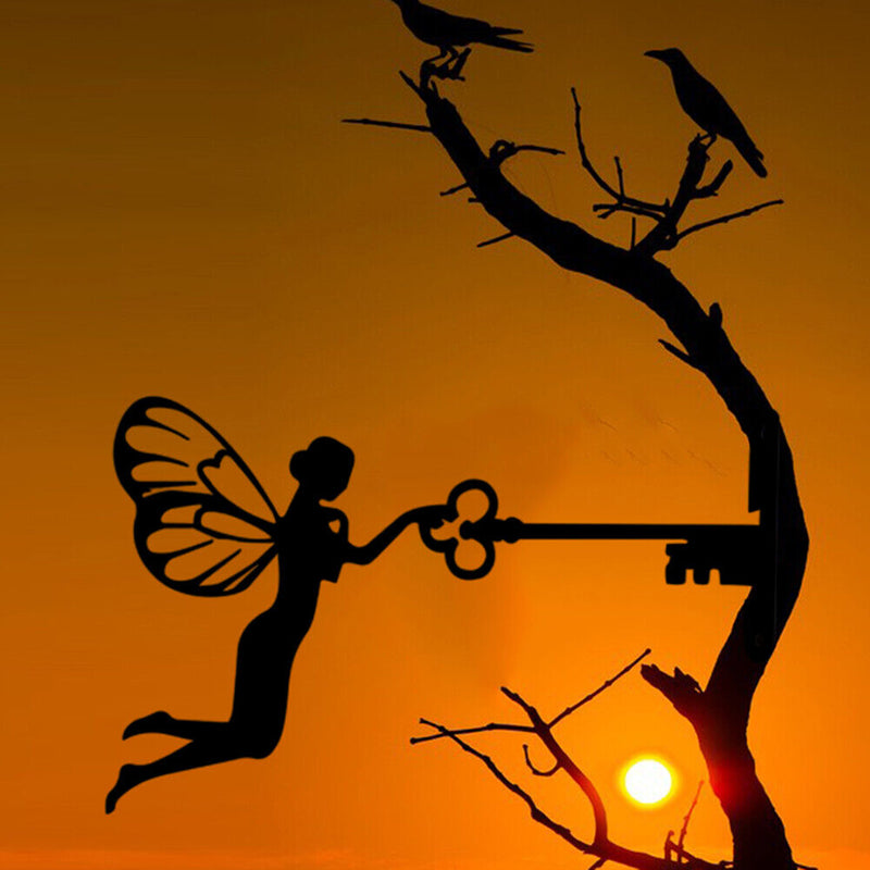 Iron Metal Fairy Silhouette Artwork for Wall Decor Garden Home Decor (A) Newly