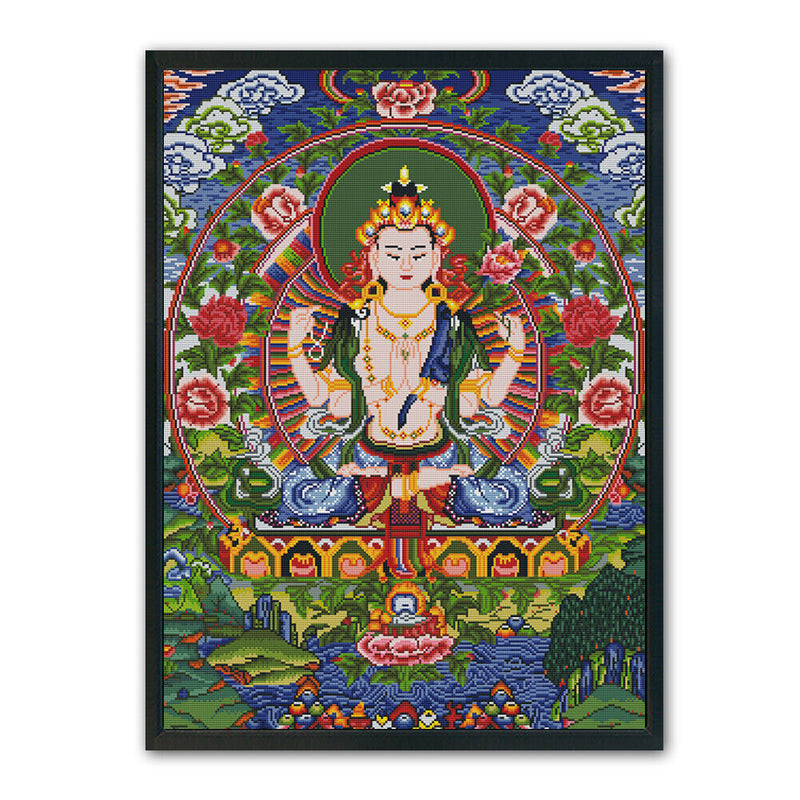 Cross Stitch Kit Buddha Portrait 3-Beach Cotton Thread 11CT DIY Embroidery Set
