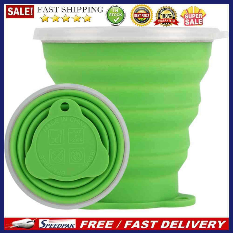 Retractable Silicone Cup 270mL Hiking Picnic Drinking Mug Collapsible Water Cups