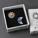 Birthday Party Jewelry Gift Sun and Moon Earring Ear Studs Celestial Moonstone