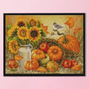 11CT Full Embroidery Pumpkin Flower Cotton Print Cross Stitch Home Decoration