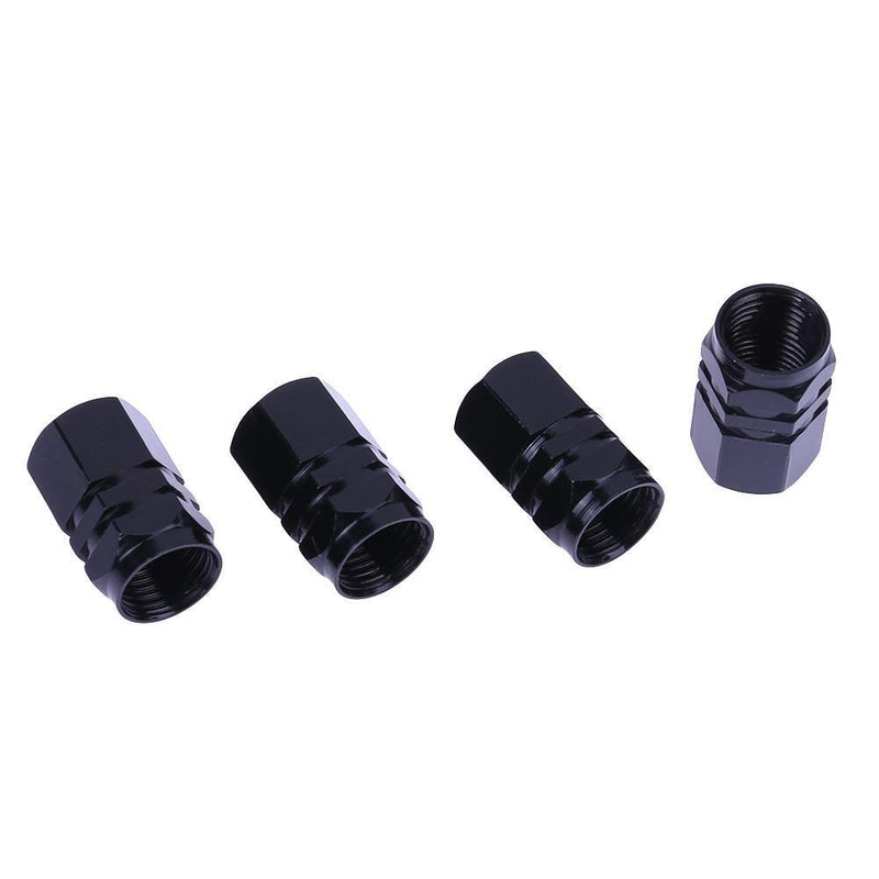 4pcs Aluminum Alloy Car Wheel Tire Valve Air Caps Stem Covers (Black)