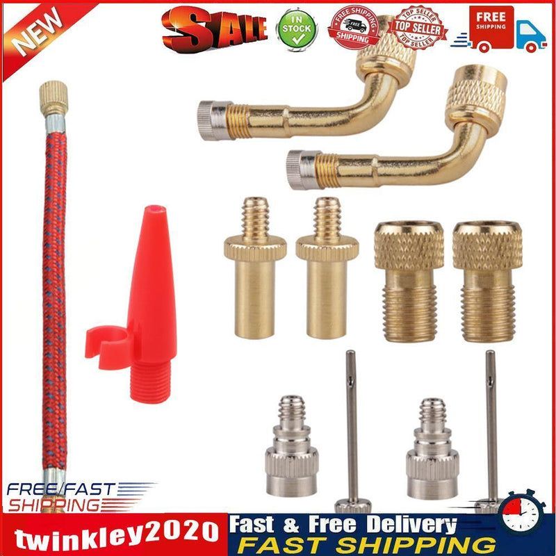 12pcs/set Pump Adaptor Kit Bike Tire Presta American Valve Adapter Needles Newly