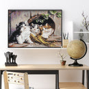 3 Strands Handmade Full Embroidery Cute Kittens Stamped Cross Stitch Home D