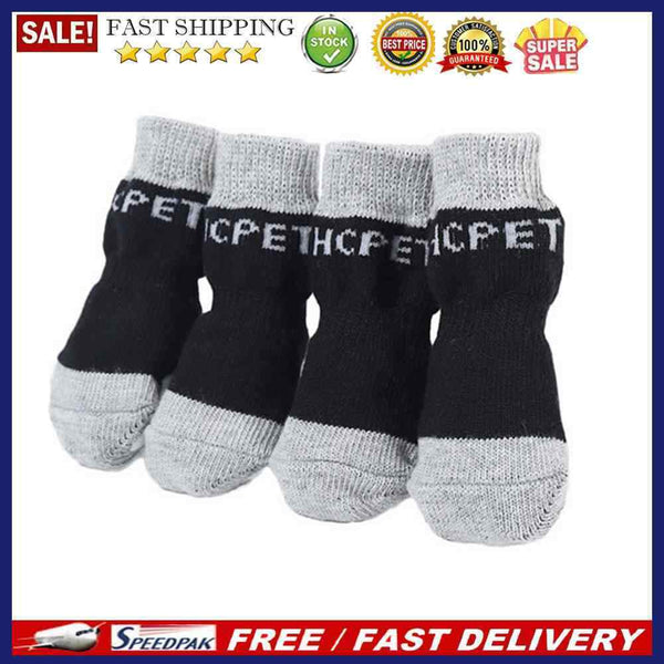 4pcs Cute Fashion Pet Cotton Socks Cats Dogs Indoor Scratch-proof Socks Kit