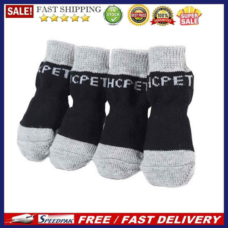 4pcs Cute Fashion Pet Cotton Socks Cats Dogs Indoor Scratch-proof Socks Kit