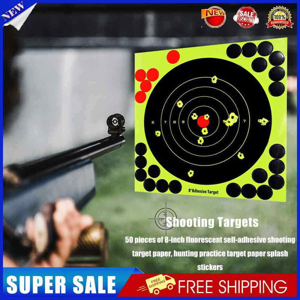 50pcs 8 inch Fluorescent Shooting Targets Self-adhesive Professional Darts Paper