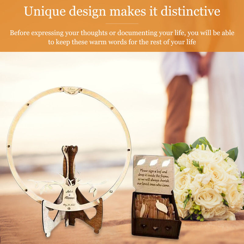 #A Wedding Guest Book Alternative Wooden Card Box 60 Wood Leaves for Reception