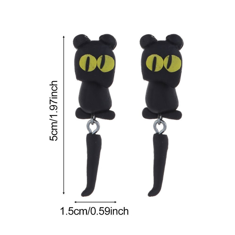 Ear Jewelry Cartoon Animal Stud Earrings Handmade Cat Earring Polymer Clay