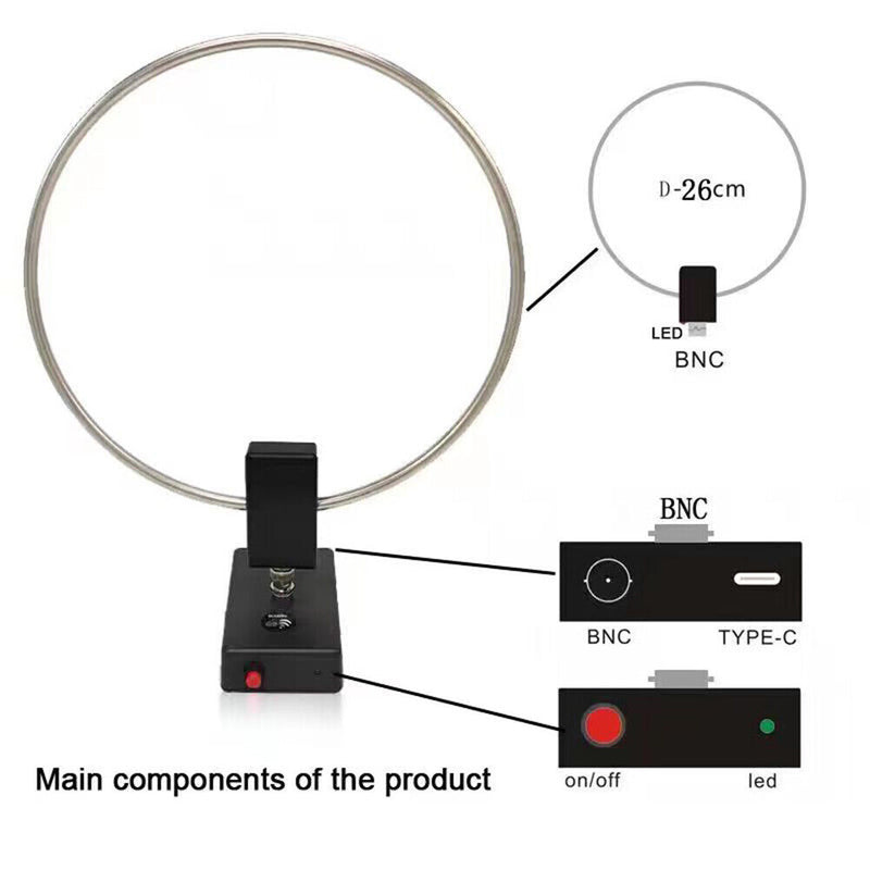 GA800 Active Loop Antenna 10KHz-159MHz HF Shortwave Small Antenna for Radio