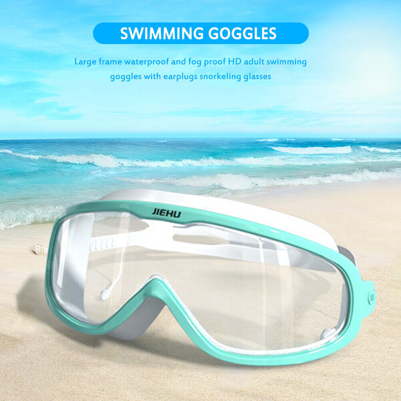 Swimming Glasses Waterproof Anti-fog Adults Diving Goggles (Clear Green)