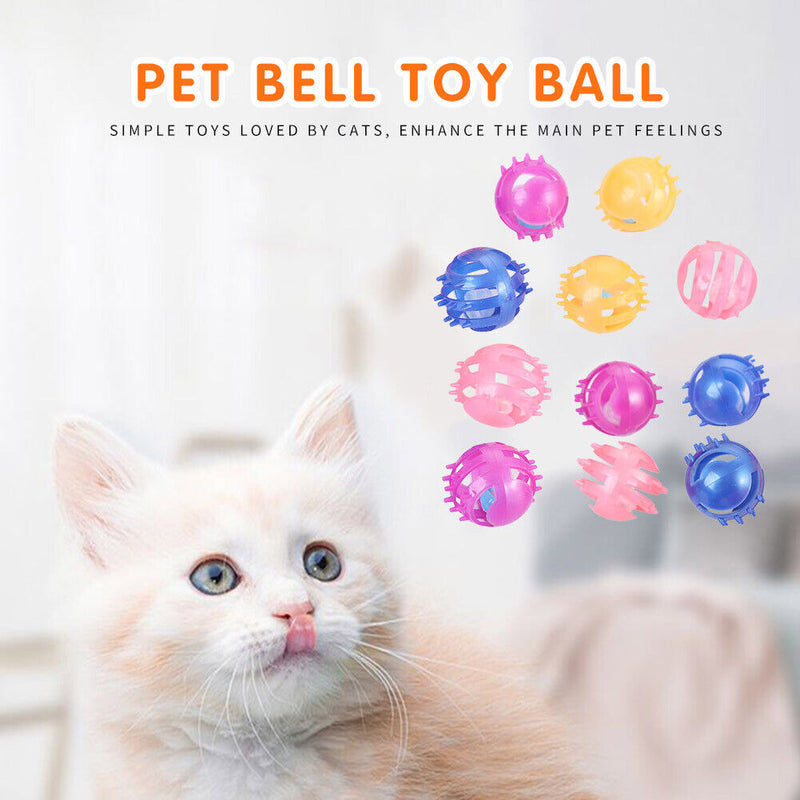 Pet Playing Hollowed Bell Toys Cat Teaser Kitten Scratch Rattle Ball Random