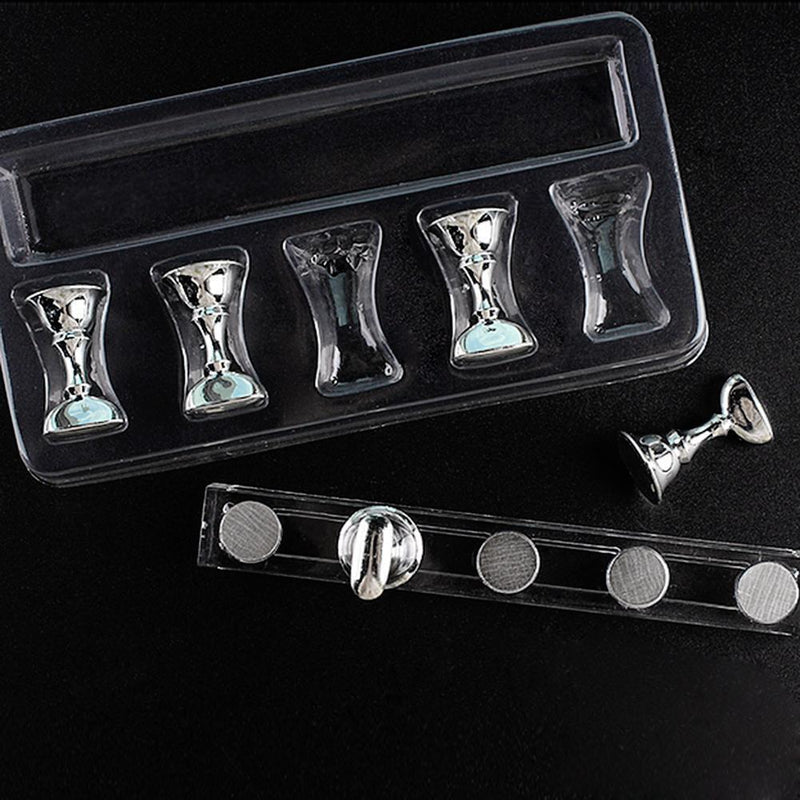 Magnetic Nail Holder Acrylic Crystal Shelf Training Display Stand (White
