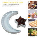 Serving Tray - 2 Pieces Moon Star Eid Dessert Food Tray for Ramadan (White)