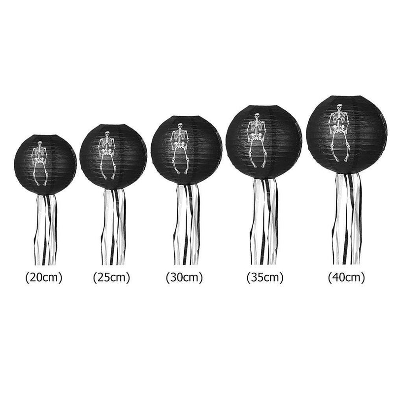 Black Skeleton Paper Lanterns Reusable for Hanging Pendant Horror Props (40