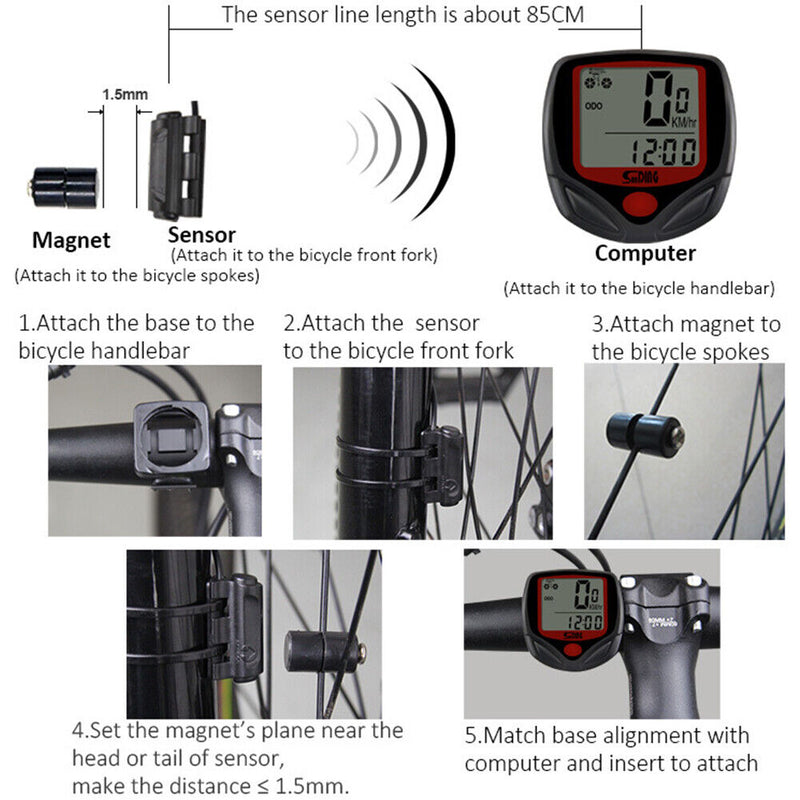 SunDing Cycling Bicycle Computers Speedometer Riding Wired Odometer Code Table
