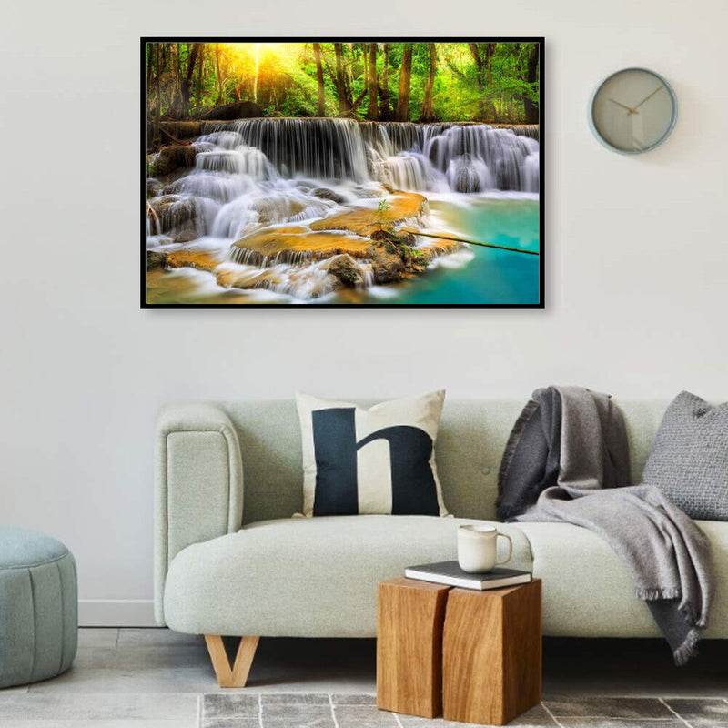 5D Full Round Drill Diamond Painting Kit River Scenery House Decor for Adults