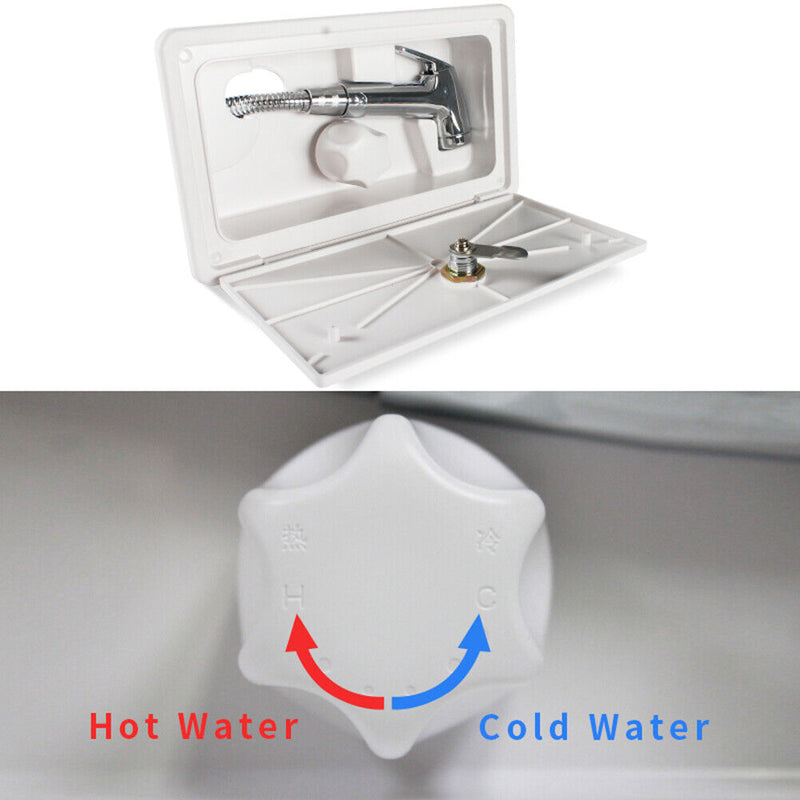 Adjustable Camper RV External Exterior Shower Box Kit with Lock (White)