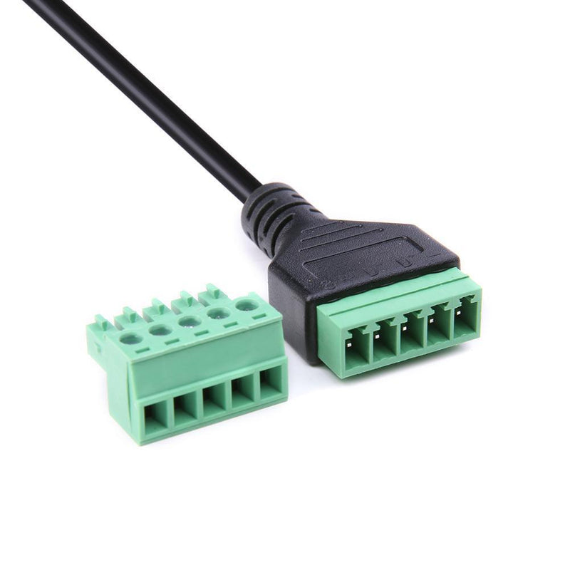 Micro USB Male to 5 Pin Screw Connector w/30cm Shield Terminal Plug Cable