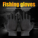 10x3 Fingers Cut Fishing Gloves Anti Slip Sunscreen Angling Gloves (Black)