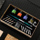 Starry Sky Glass Fountain Dip Pen Stationery Calligraphy Pen (Dark Green) Newly