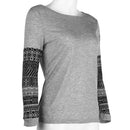 Women Patchwork Tees O-Neck Casual Loose Cotton Tops Long Sleeve T-Shirts/M