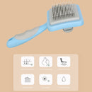 Pet Needle Comb Steel Pet Loose Hair Remover Brush Auto Epilation (Blue) Newly