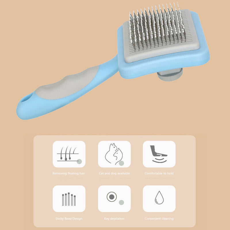 Pet Needle Comb Steel Pet Loose Hair Remover Brush Auto Epilation (Blue) Newly