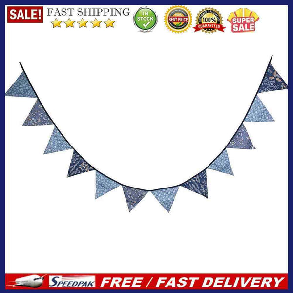 12 Flags 3.2m Nordic Style Printed Cotton Bunting Pennant Wedding Party Dec