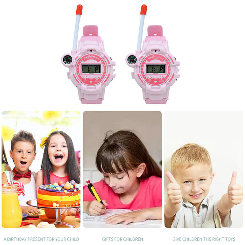 2pcs Watch Wireless Walkie Talkie Long Distance Call Kids Toys (Pink) Newly