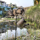 LED Solar Watering Can Lamp Garden Art Metal Iron Kettle Light (A Hook Up) Newly