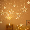 LED Star Moon Curtain Lamp Fairy String Light Festival Home Decor (White) Newly