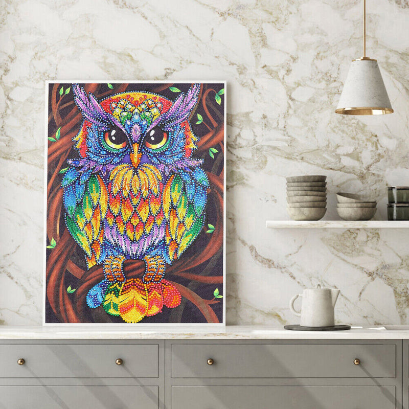 5D DIY Special Shaped Diamond Painting Owl Embroidery Mosaic Kit Home Wall Decor