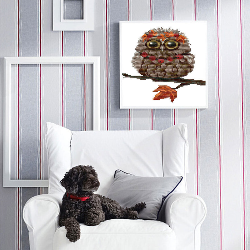 #A Owl Pattern Partial Cross Stitch 14CT DIY Printed Embroidery Kits Home Decor