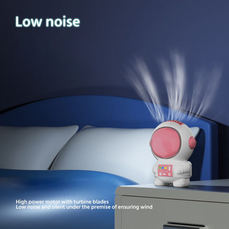 Mini Electric Fan Cute Astronaut Bladeless Spaceman Neck Air Cooler (Pink)