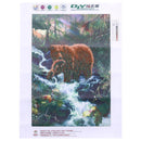 Diamond Embroidery Bears Eat Fish Round DIY Diamond Painting Cross Stitch