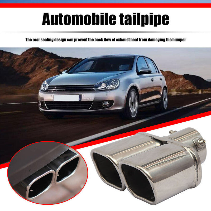 Universal Dual Exhaust Tail Pipe Muffler Tip 2.5 inch Inlet Bolt-on Square