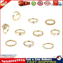 Alloy Diamond Moon Heart Finger Ring Set Ladies Luxury Jewelry for Women Newly