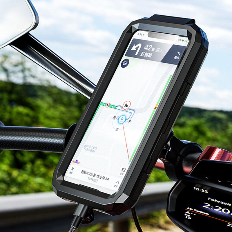 M18L Waterproof Motorcycle Bike Handlebar Rear View Mirror Phone Holder Case