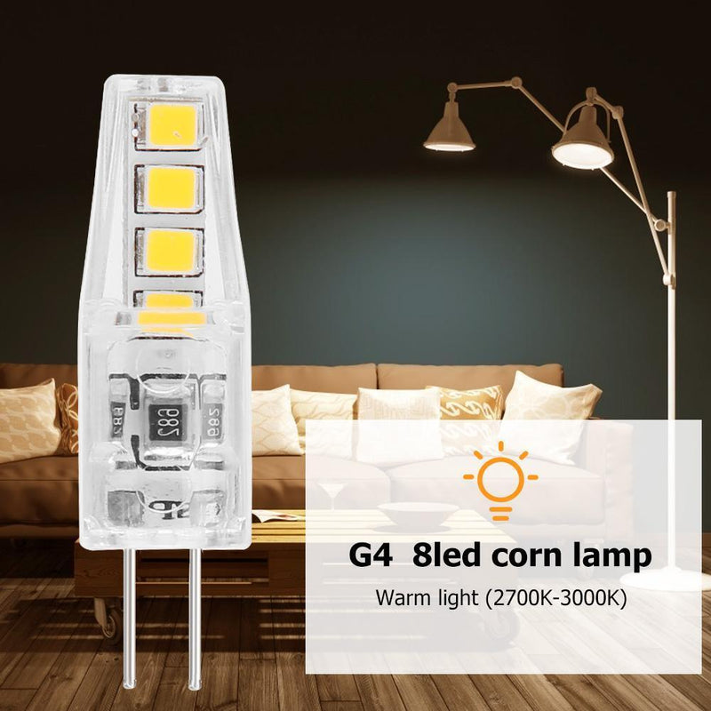 2W Silicone Corn Lamp G4 SMD2835 8 LED Chandelier Light Bulb (Warm White)