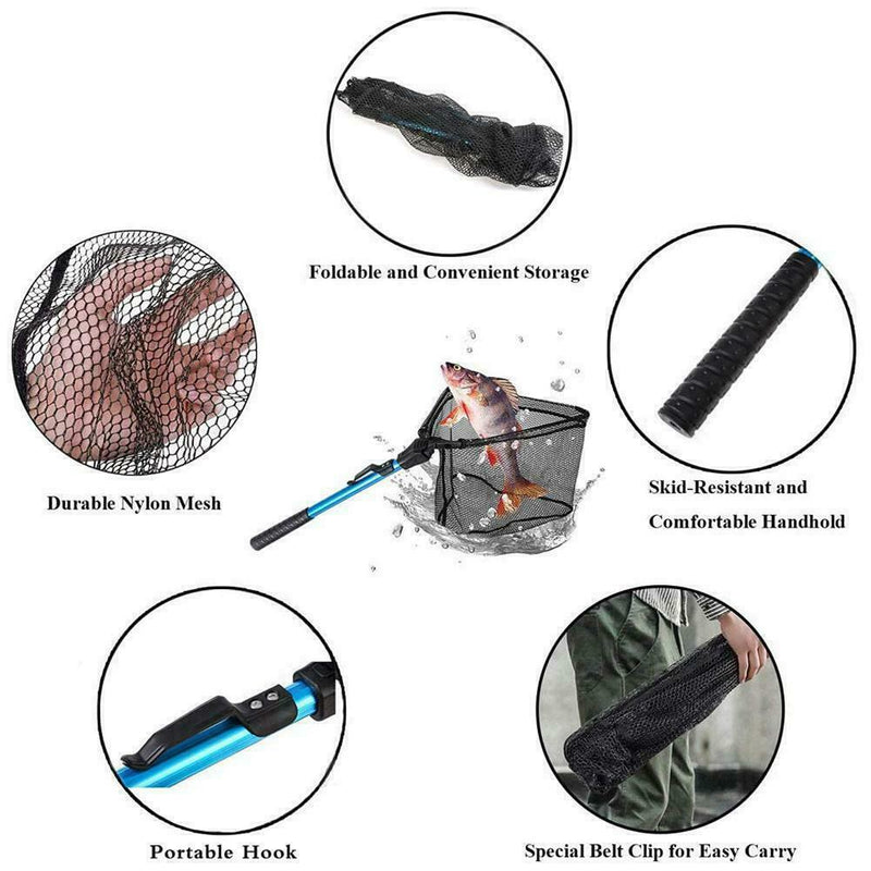 Fishing Net Fish Landing Net, Foldable Collapsible Pole Telescopic M2H3
