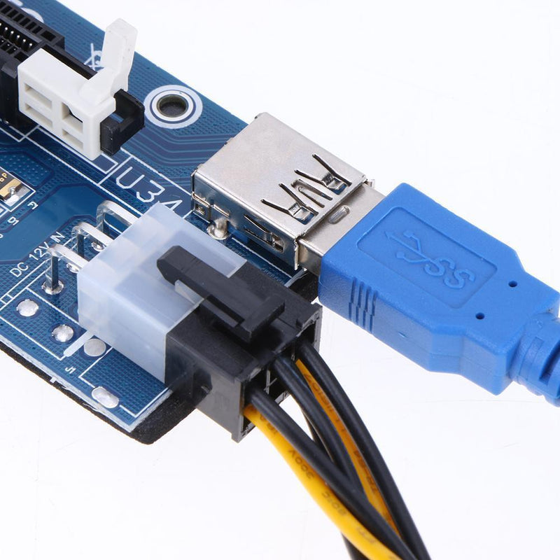 PCI-E1x, 16x PCI Express Extender Riser Card 6Pin DC / DC USB3. 0 Cable PCIe-Ex