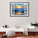 DIY Sea Landscape Mosaic Full Round Diamond Drawing Handmade Rhinestone Craft