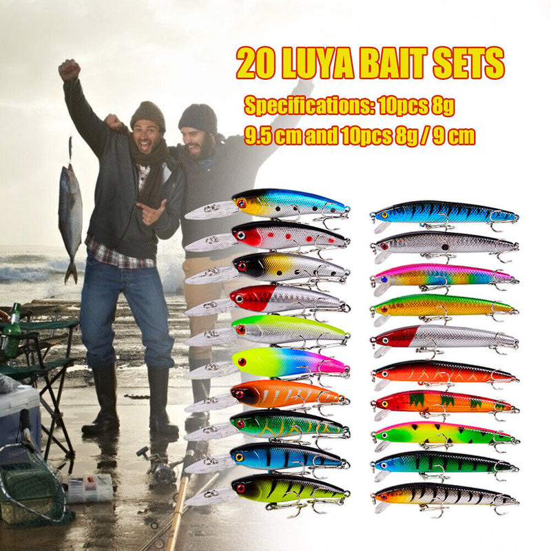 20pcs Minnow 8g 9.5cm 9cm Lures Crankbait Artificial Wobbler Fishing Bait Newly