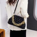 Women PU Leather Shoulder Bags Lady Metal Chain Diamond Lattice Bag Purse Bag