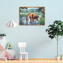 5D DIY Full Drill Diamond Painting Horse Drinking Cross Stitch Embroidery Craft