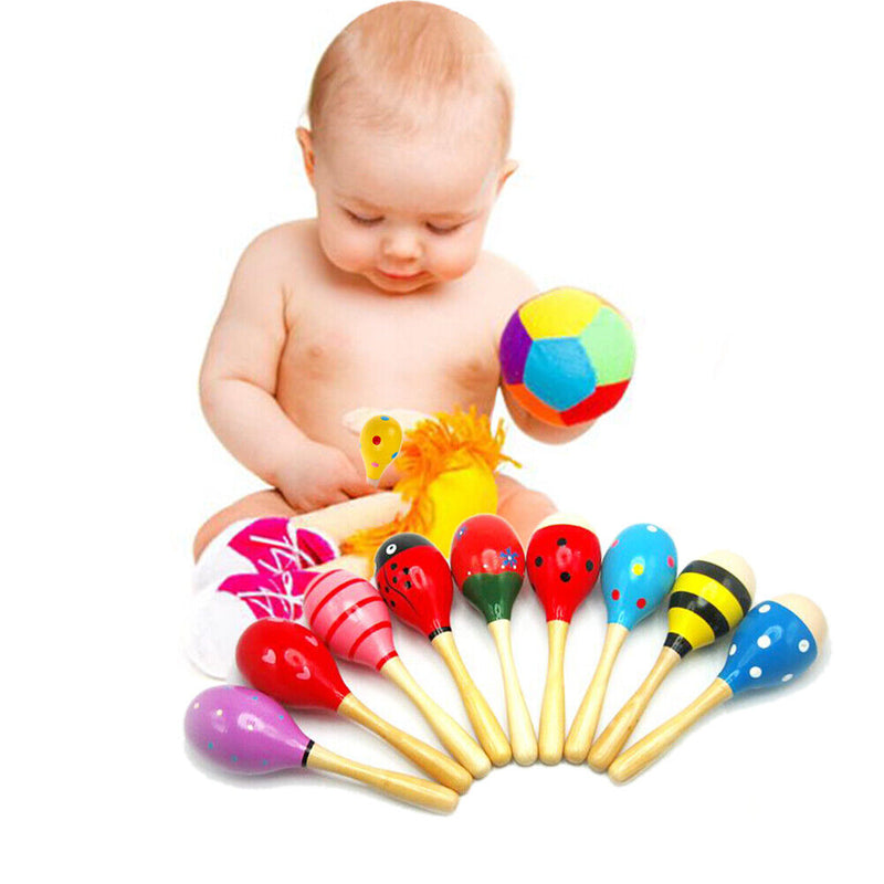 Baby Kids Sound Music Gift Toddler Rattle Musical Wooden Colorful Toys Newly