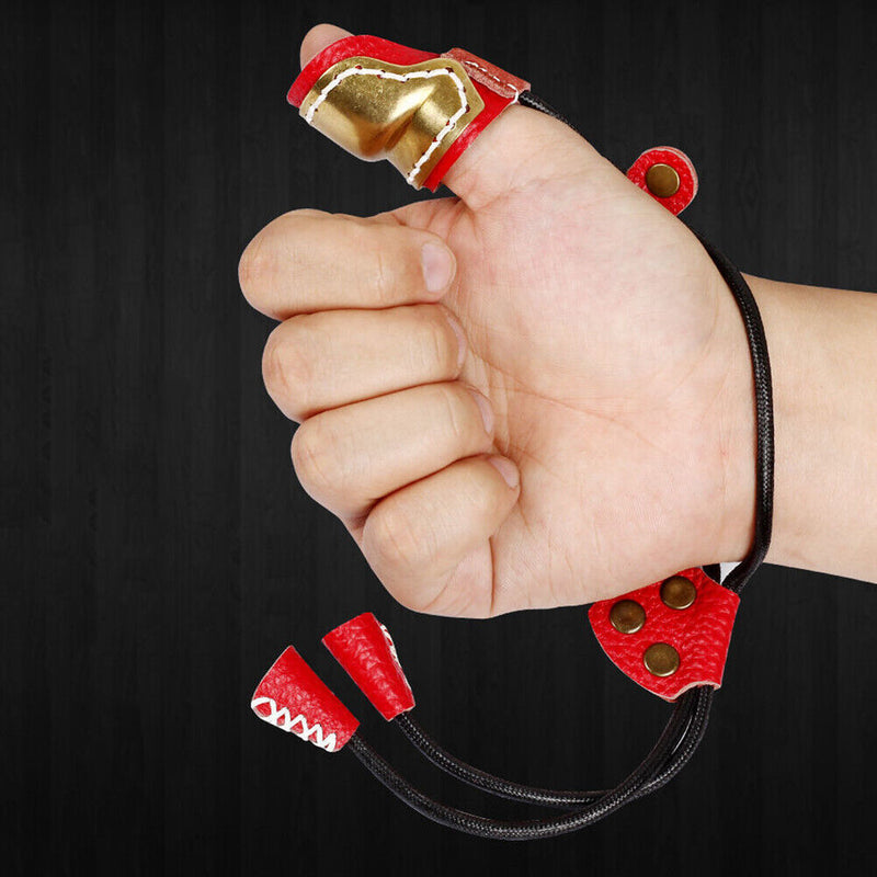 Brass Leather Thumb Finger Tip Protector Archery Pull Arrow Trigger Guard Rings