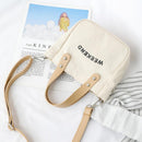 Casual Letter Print Crossbody Handbags Canvas Women Small Shoulder Messenger Bag